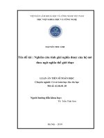 (Luận án tiến sĩ) Nghiên cứu tính giải nghĩa được của hệ mờ theo ngữ nghĩa thế giới thực