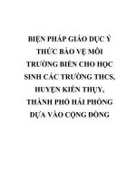 BIỆN PHÁP GIÁO dục ý THỨC bảo vệ môi TRƯỜNG BIỂN CHO học SINH các TRƯỜNG THCS, HUYỆN KIẾN THỤY, THÀNH PHỐ hải PHÒNG dựa vào CỘNG ĐỒNG 
