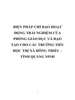 BIỆN PHÁP CHỈ đạo HOẠT ĐỘNG TRẢI NGHIỆM của PHÒNG GIÁO dục và đạo tạo CHO các TRƯỜNG TIỂU học THỊ xã ĐÔNG TRIỀU – TỈNH QUẢNG NINH 
