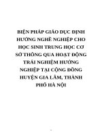 BIỆN PHÁP GIÁO dục ĐỊNH HƯỚNG NGHỀ NGHIỆP CHO học SINH TRUNG học cơ sở THÔNG QUA HOẠT ĐỘNG TRẢI NGHIỆM HƯỚNG NGHIỆP tại CỘNG ĐỒNG HUYỆN GIA lâm, THÀNH PHỐ hà nội 