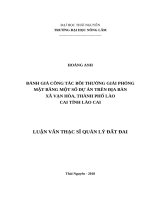 Đánh giá công tác bồi thường giải phóng mặt bằng một số dự án trên địa bàn xã vạn hòa, thành phố lào cai, tỉnh lào cai 