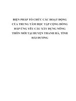BIỆN PHÁP tổ CHỨC các HOẠT ĐỘNG của TRUNG tâm học tập CỘNG ĐỒNG  đáp ỨNG yêu cầu xây DỰNG NÔNG THÔN mới tại HUYỆN THANH hà, TỈNH hải DƯƠNG 