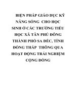 BIỆN PHÁP GIÁO dục kỹ NĂNG SỐNG  CHO học SINH ở các TRƯỜNG TIỂU học xã tân PHÚ ĐÔNG THÀNH PHỐ SA đéc, TỈNH ĐỒNG THÁP  THÔNG QUA HOẠT ĐỘNG TRẢI NGHIỆM CỘNG ĐỒNG 