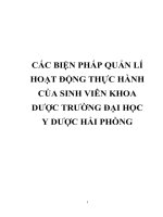 CÁC BIỆN PHÁP QUẢN lí HOẠT ĐỘNG THỰC HÀNH của SINH VIÊN KHOA dược TRƯỜNG đại học y dược hải PHÒNG 