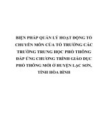 BIỆN PHÁP QUẢN lý HOẠT ĐỘNG tổ CHUYÊN môn của tổ TRƯỞNG các TRƯỜNG TRUNG học PHỔ THÔNG đáp ỨNG CHƯƠNG TRÌNH GIÁO dục PHỔ THÔNG mới ở HUYỆN lạc sơn, TỈNH hòa BÌNH 