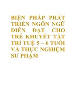 BIỆN PHÁP PHÁT TRIỂN NGÔN NGỮ DIỄN đạt CHO TRẺ KHUYẾT tật TRÍ TUỆ 5 – 6 TUỔI và THỰC NGHIỆM sư PHẠM 