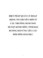 BIỆN PHÁP QUẢN lý HOẠT ĐỘNG tổ CHUYÊN môn ở các TRƯỜNG mầm NON HUYỆN KINH môn, TỈNH hải DƯƠNG đáp ỨNG yêu cầu đổi mới GIÁO dục 