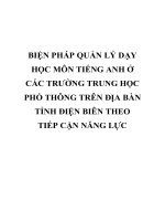 BIỆN PHÁP QUẢN lý dạy học môn TIẾNG ANH ở các TRƯỜNG TRUNG học PHỔ THÔNG TRÊN địa bàn TỈNH điện BIÊN THEO TIẾP cận NĂNG lực 