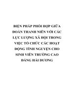 BIỆN PHÁP PHỐI hợp GIỮA đoàn THANH NIÊN với các lực LƯỢNG xã hội TRONG VIỆC tổ CHỨC các HOẠT ĐỘNG TÌNH NGUYỆN CHO SINH VIÊN TRƯỜNG CAO ĐẲNG hải DƯƠNG 
