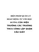 BIỆN PHÁP QUẢN lý HOẠT ĐỘNG tư vấn học ĐƯỜNG của HIỆU TRƯỞNG các TRƯỜNG THCS CÔNG lập QUẬN cầu GIẤY 