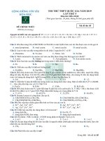 ĐỀ bài   THI THỬ TYHH   lần 5 