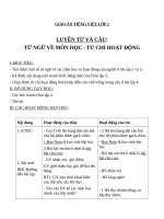 Giáo án Tiếng Việt 2 tuần 7 bài: Luyện từ và câu  Mở rộng vốn từ: từ ngữ về các môn học. Từ chỉ hoạt động