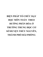 BIỆN PHÁP tổ CHỨC dạy học môn TOÁN  THEO HƯỚNG PHÂN hóa ở TRƯỜNG TRUNG học cơ sở HUYỆN THỦY NGUYÊN, THÀNH PHỐ hải PHÒNG 