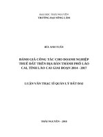 Đánh giá công tác cho doanh nghiệp thuê đất trên địa bàn thành phố lào cai, tỉnh lào cai giai đoạn 2014 2017 