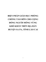 BIỆN PHÁP GIÁO dục PHÒNG CHỐNG tảo hôn CHO CỘNG ĐỒNG NGƯỜI MÔNG VÙNG KHÓ KHĂN TRÊN địa bàn HUYỆN SA PA, TỈNH lào CAI 