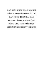 CÁC BIỆN  PHÁP GIÁO dục kỹ NĂNG GIAO TIẾP với các cư dân NÔNG THÔN tại các TRUNG tâm học tập CỘNG ĐỒNG CHO SINH VIÊN học VIỆN NÔNG NGHIỆP VIỆT NAM 