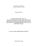 Tổ chức bồi dưỡng năng lực dạy học tích hợp cho giáo viên các trường phổ thông dân tộc bán trú trung học cơ sở huyện nậm pồ, tỉnh điện biên đáp ứng yêu cầu đổi mới giáo dục 