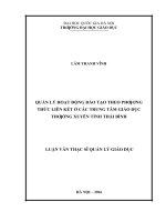 QUẢN lý HOẠT ĐỘNG đào tạo THEO PHƢƠNG THỨC LIÊN kết ở các TRUNG tâm GIÁO dục THƢỜNG XUYÊN TỈNH THÁI BÌNH