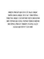 BIỆN PHÁP QUẢN lý dạy học môn HOÁ học ở các TRƯỜNG TRUNG học cơ sở HUYỆN HOÀNH bồ TỈNH QUẢNG NINH THEO ĐỊNH HƯỚNG PHÁT TRIỂN NĂNG lực GIẢI QUYẾT vấn đề 