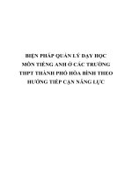 BIỆN PHÁP QUẢN lý dạy học môn TIẾNG ANH ở các TRƯỜNG THPT THÀNH PHỐ hòa BÌNH THEO HƯỚNG TIẾP cận NĂNG lực 