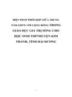 BIỆN PHÁP PHỐI hợp GIỮA TRUNG tâm GDTX với CỘNG ĐỒNG TRONG GIÁO DỤC GIÁ TRỊ SỐNG CHO HỌC SINH THPTHUYỆN KIM THÀNH, TỈNH HẢI DƯƠNG 