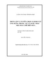 phân lập và tuyển chọn vi sinh vật ứng dụng trong xử lý nước thải nhà máy chế biến dứa