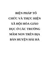 BIỆN PHÁP tổ CHỨC và THỰC HIỆN xã hội hóa GIÁO dục ở các TRƯỜNG mầm NON TRÊN địa bàn HUYỆN hải hà 