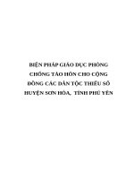 BIỆN PHÁP GIÁO dục PHÒNG CHỐNG tảo hôn CHO CỘNG ĐỒNG các dân tộc THIỂU số HUYỆN sơn hòa,  TỈNH PHÚ yên 