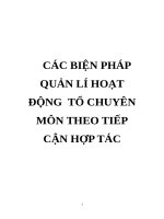 CÁC BIỆN PHÁP QUẢN lí HOẠT ĐỘNG  tổ CHUYÊN môn THEO TIẾP cận hợp tác 