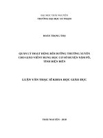 Quản lý hoạt động bồi dưỡng thường xuyên cho giáo viên trung học cơ sở huyện nậm pồ, tỉnh điện biên 