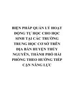 BIỆN PHÁP QUẢN lý HOẠT ĐỘNG tự học CHO học SINH tại các TRƯỜNG TRUNG học cơ sở TRÊN địa bàn HUYỆN THỦY NGUYÊN, THÀNH PHỐ hải PHÒNG THEO HƯỚNG TIẾP cận NĂNG lực 