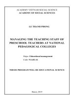 Quản lí đội ngũ giảng viên đào tạo giáo viên mầm non tại các trường cao đẳng sư phạm trung ương tt tiếng anh 