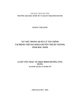 Tự chủ trong quản lý tài chính tại Bệnh viện Đa khoa huyện Thuận Thành, tỉnh Bắc Ninh