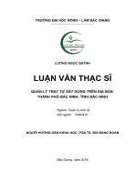 Quản lý trật tự xây dựng trên địa bàn thành phố bắc ninh, tỉnh bắc ninh