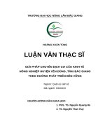 Giải pháp chuyển dịch cơ cấu kinh tế nông nghiệp huyện yên dũng, tỉnh bắc giang theo hướng phát triển bền vững