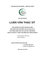 Ảnh hưởng của kiểu gen MUC4 đến khả năng sinh trưởng của cái hậu bị và khả năng sinh sản của lợn nái yorkshire nuôi tại công ty TNHH lợn giống hạt nhân dabaco
