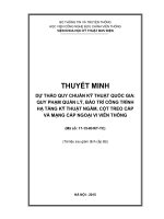 Thuyết minh dự thảo quy chuẩn kỹ thuật quốc gia quy phạm quản lý, bảo trì công trình hạ tầng kỹ thuật ngầm, cột treo cáp và mạng cáp ngoại vi viễn thông