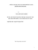 SÁNG KIẾN KINH NGHIỆM THỦ THUẬT TẠO HỨNG THÚ HỌC NGOẠI NGỮ CHO HỌC SINH PHỔ THÔNG- CÁC KĨ THUẬT DẠY TỪ VỰNG