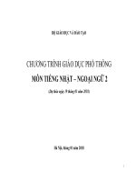 CHƯƠNG TRÌNH GIÁO DỤC PHỔ THÔNG MÔN TIẾNG NHẬT – NGOẠI NGỮ 2