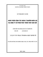 Hoàn thành công tác quản lý nguồn nhân lực tại công ty cổ phần phát triển thủy sản huế 