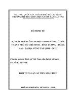 SỰ PHÁT TRIỂN CÔNG NGHIỆP TRONG VÙNG tứ GIÁC THÀNH PHỐ hồ CHÍ MINH – BÌNH DƯƠNG – ĐỒNG NAI – bà rịa VŨNG tàu (1998 – 2012) tt 