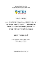 Các giải pháp nhằm hoàn thiện việc áp dụng hệ thống quản lý chất lượng theo TCVN ISO 9001 2008 tại công ty TNHH tiến phước đến năm 2020 