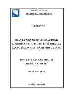 Quản lý nhà nước về hoạt động kinh doanh lưu trú du lịch trên địa bàn quận sơn trà thành phố đà nẵng