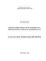 Đánh giá hiện trạng nước suối khu vực tỉnh hà giang và đề xuất giải pháp xử lý 