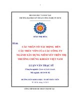 Các nhân tố tác động đến cấu trúc vốn của các công ty ngành xây dựng niêm yết trên thị trường chứng khoán việt nam 