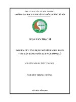 Nghiên cứu ứng dụng mô hình MIKE BASIN tính cân bằng nước lưu vực sông lô 