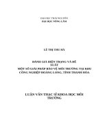 Đánh giá hiện trạng và đề xuất một số giải pháp bảo vệ môi trường tại khu công nghiệp hoàng long, tỉnh thanh hoá 