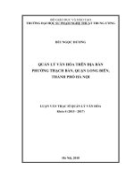 Quản lý văn hóa trên địa bàn phường thạch bàn, quận long biên, thành phố hà nội 