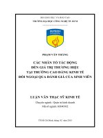 Các nhân tố tác động đến giá trị thương hiệu tại trường cao đẳng kinh tế đối ngoại qua đánh giá của sinh viên 