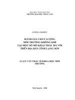 Đánh giá chất lượng môi trường không khí tại một số mỏ khai thác đá vôi trên địa bàn tỉnh lạng sơn 